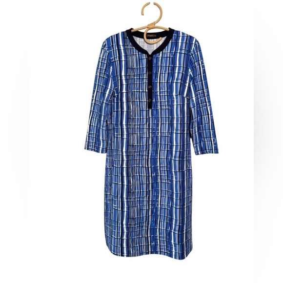 J. McLaughlin Biscayne Dress Nautical Blues Knee Length Catalina Cloth Size M - Picture 1 of 12